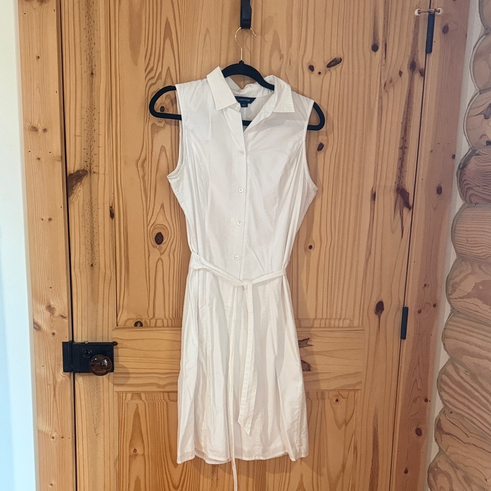 Lands' End White Sleeveless Midi Dress